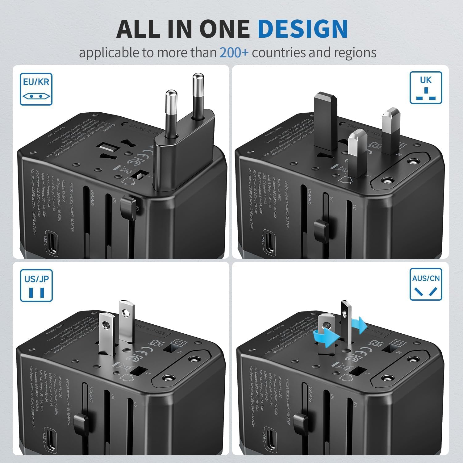 Vera Collect International Power Adapter with 2 USB-A & 3 USB-C Ports - Image 2
