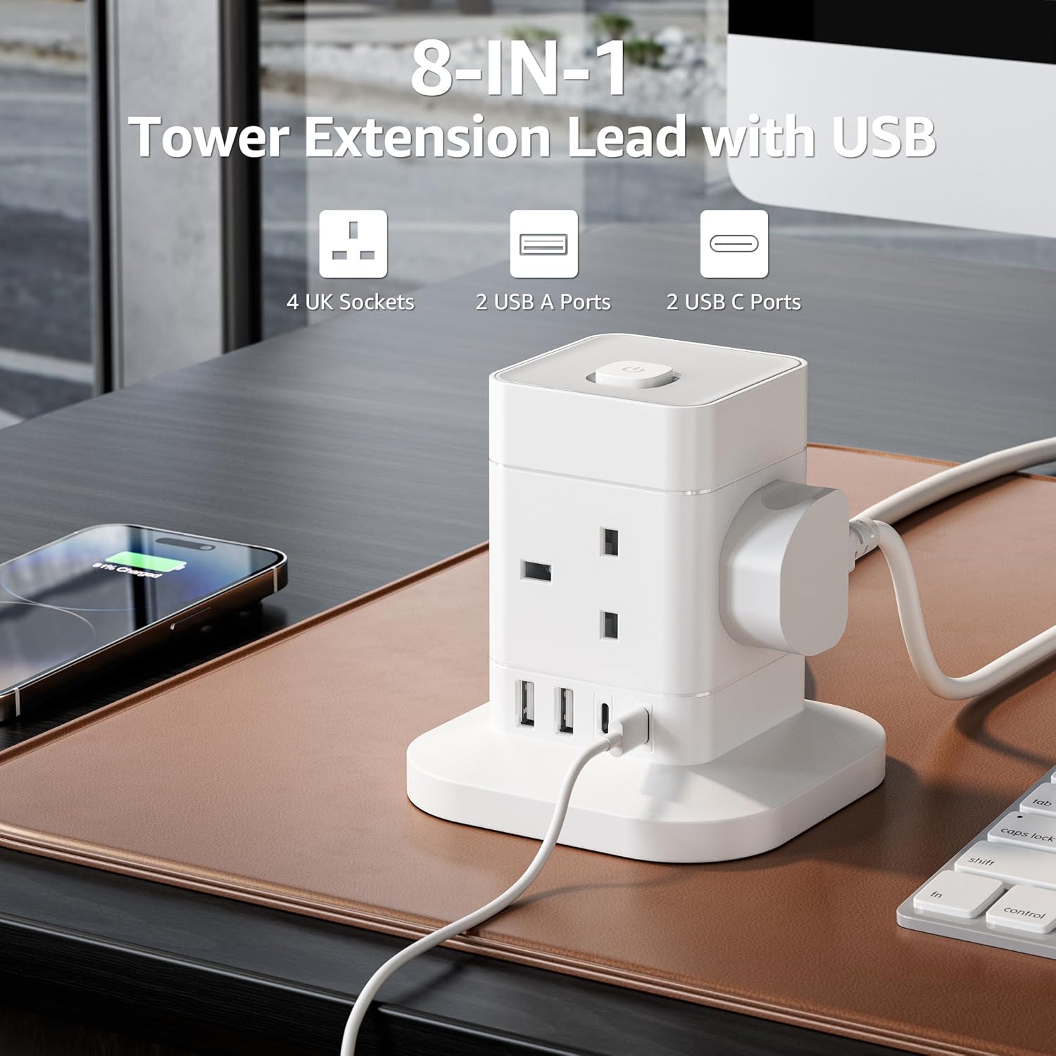 Vera Collect 4 Way Multi Plug Extension Socket with 2 USB C and 2 USB A - Image 4